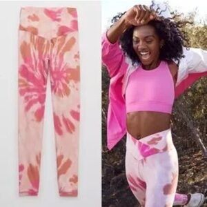 Offline by Aerie Real Me Tie Dye High Waisted Crossover Leggings in Warm Pink